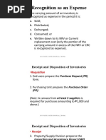 Receipt and Disposition of Inventories