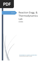 Reaction Engg. & Thermodynamics Lab: Department of Chemical Engineering