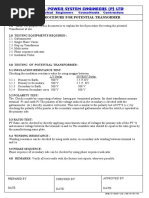 Testing Procedure For Potential Transormer: Prepared by