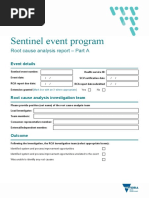 Sentinel Event Program - Root Cause Analysis Report