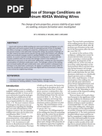 Influence of Storage Conditions On Aluminum 4043A Welding Wires