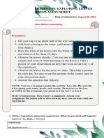 Science Experiment #1: Exploring Leaves Observation Sheet: Procedure