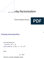 Cholesky Factorization: Positive de Nite Matrices