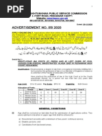 Advertisement No. 05/ 2020: Khyber Pakhtunkhwa Public Service Commission