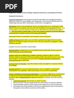 Week 05 - Notes Pre-Read Chapter 10 - Ethical Decision Making: Corporate Governance, Accounting and Finance Corporate Governance