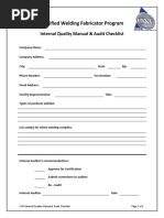 Certified Welding Fabricator Program: Internal Quality Manual & Audit Checklist