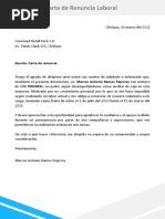 27 Modelo de Carta de Renuncia Laboral