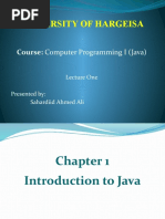 University of Hargeisa: Course: Computer Programming I (Java)