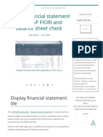 Display Financial Statement Tile in SAP FIORI and Balance Sheet Check