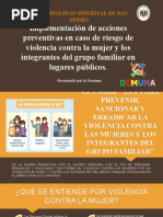 Implementacion de Acciones Preventivas en Caso de Riesgo de Violencia Contra La Mujer y Los Integrantes Del Grupo Familiar en Lugares Publicos