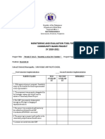 Monitoring and Evaluation Tool For Community-Based Project SY 2020-2021