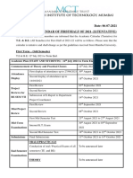 Academic Calender of First Half Odd 2021-22