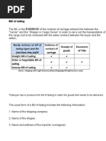 Bill of Lading From Client