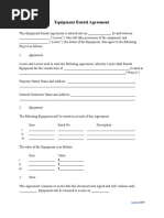 Equipment Rental Agreement Free Template Download