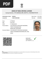 Union of India Driving License: Issuing Authority: Rto Bangalore (North), Yeshwanthpur