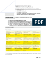 Correspondence Learning Module NSTP 1023 (National Service Training Program 2) Module 1: Introduction To Community Engagament and Development Topics