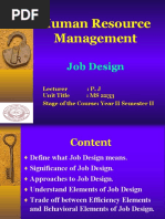 Human Resource Management: Job Design