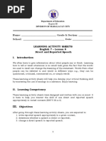 English7 Q1 Wk6 Direct and Reported Speech