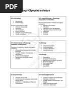 British Biology Olympiad Syllabus: 20% Cell Biology 25% Animal Anatomy & Physiology (Emphasis On Vertebrates)