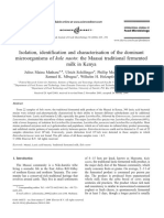 Isolation, Identification and Characterisation of The Dominant Microorganisms of Kule Naoto: The Maasai Traditional Fermented Milk in Kenya