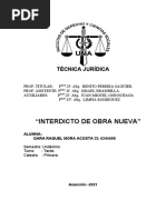 Interdicto de Obra Nueva. Técnica Jurídica