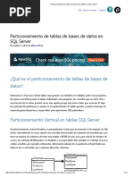 Particionamiento de Tablas de Bases de Datos en SQL Server