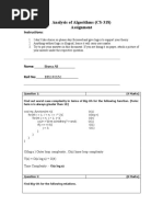 Analysis of Algorithms (CS-318) Assignment: Instructions