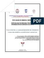 Evaluacion de La Calidad de Registro Del Expediente Clinico Del Hospital Salomon Klein Gestion 2011