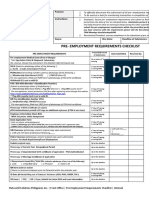 Pre - Employment Requirements Checklist