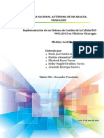 Conclusion Implementación ISO 9001 2015 Plasticos Nicaragua Trabajo Final