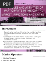 Role of Participants of The Stock Market