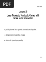 Linear Quadratic Stochastic Control With Partial State Observation