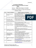 Revised Panel of Dedicated Consultant For Jaipur Development Rajasthan