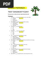 Lekcja Pierwsza Test Diagnostyczny: Grammar