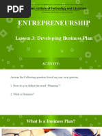 UNIT 1-Lesson 3-Developing Business Plan