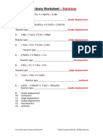 Types of Reactions Worksheet - : Solutions