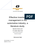 Effective Inventory Management in The Automotive Industry, A Literature Study