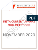 INSTA November 2020 Current Affairs Quiz Compilation Questions