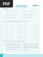 Ficha Nivel Cero Adición y Sustracción de Fracciones Homogéneas XSZJSym