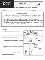 Escola Municipal Francisco Pereira Coutinho - Caic Itajubá - MG Atividades Remotas - 2020 Atividade de Língua Portuguesa - Data: 08/09/20