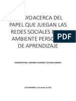 Ensayo Acerca Del Papel Que Juegan Las Redes Sociales en El Ambiente Personal de Aprendizaje