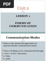 Unit 2: Lesson 1 Forms of Communication