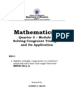 Mathematics 8: Quarter 3 - Module 6: Solving Congruent Triangles and Its Application