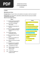 PLAN DE MEJORAMIENTO (Movimiento de La Tierra, La Luna de La Tierra)