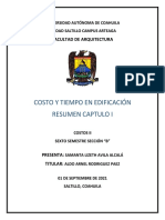 Costo y Tiempo en Edificación Resumen Capitulo I