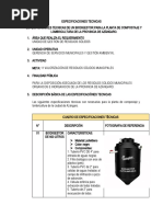 Especificaciones Tecnicas Biodigestor