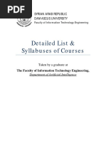 Detailed List & Syllabuses of Courses: Syrian Arab Republic Damascus University