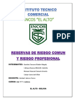 Reservas de Riesgo Comun y Reservas de Riesgo Profesional