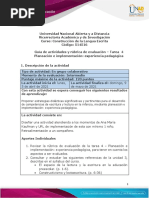 Guia de Actividades y Rúbrica de Evaluación Tarea 4 - Planeación e Implementación Experiencia Pedagógica