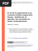 El Rol de La Experiencia en La Creacion Artistica Segun John Dewey Analisis de Un Ejemplo Las Caminatas en Da (..)